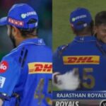After the IPL 2024 match between RR and MI, centurion Yashasvi Jaiswal hugs Rohit Sharma.